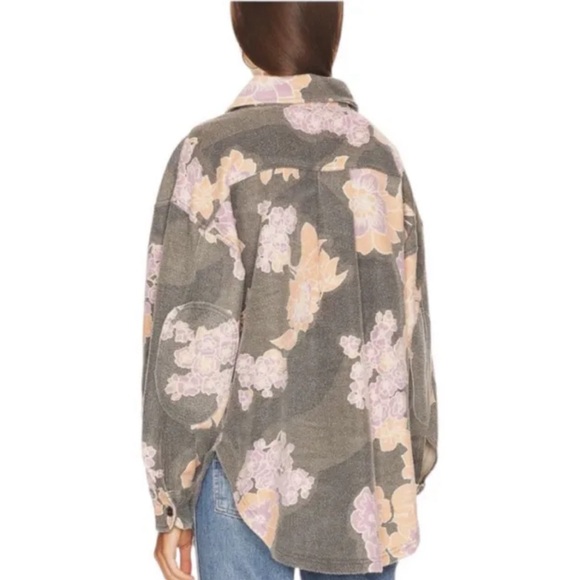 Free People Ruby Oversized Shacket in Charcoal Floral Fleece - Picture 5 of 11